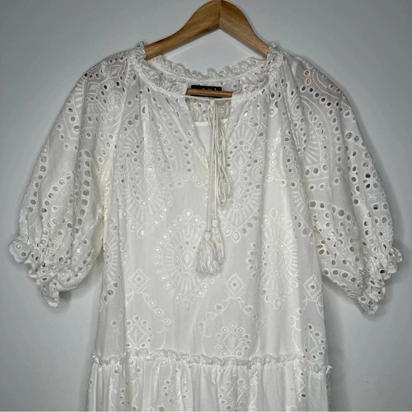 OPT Anthropologie One Pretty Time White Cotton Eyelet Midi Dress Size Small - Picture 4 of 13